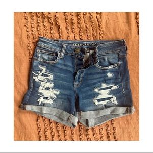 High Waist Distress Jean Short